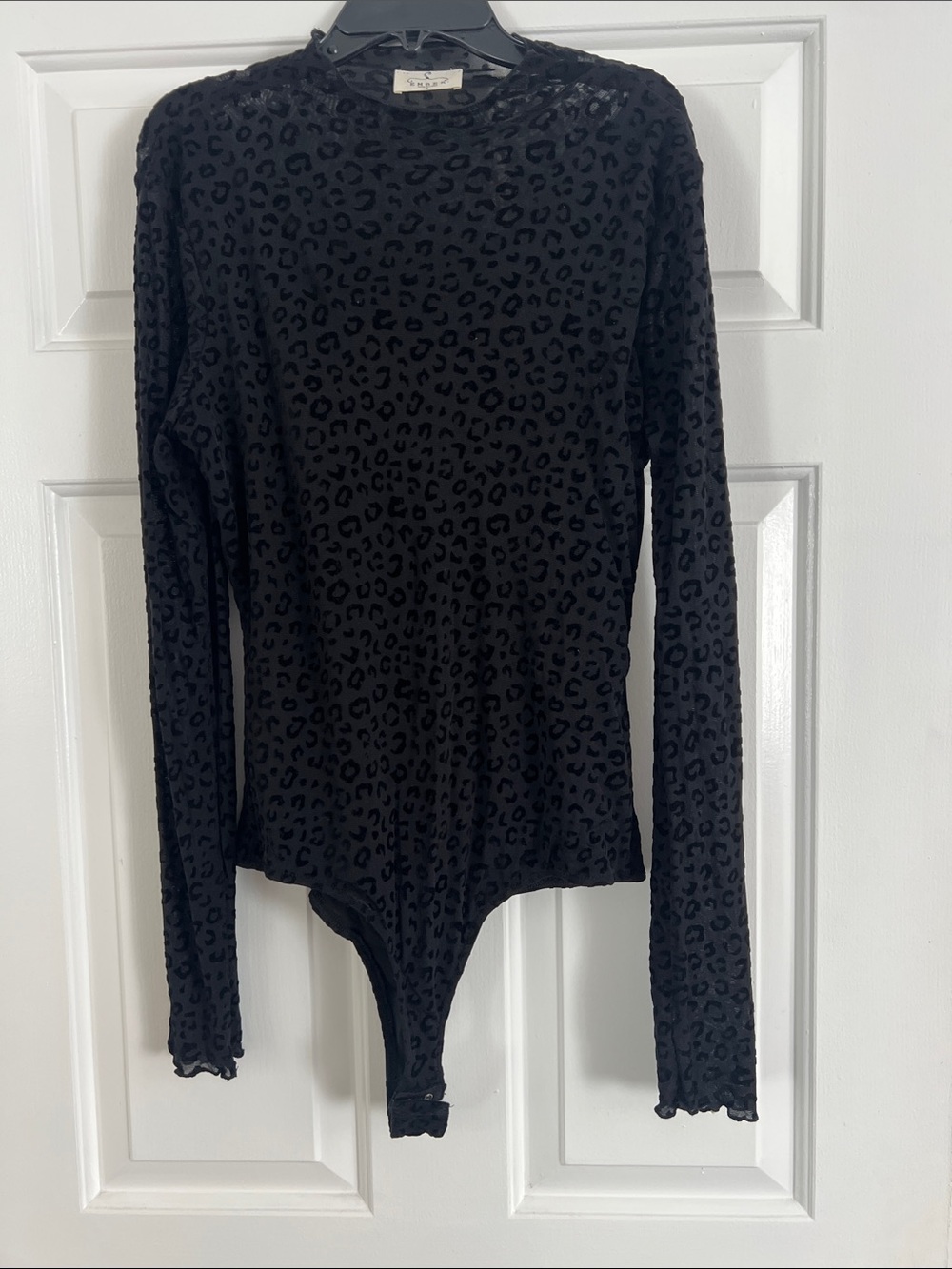 Long Sleeve Black Leopard Burnout Bodysuit